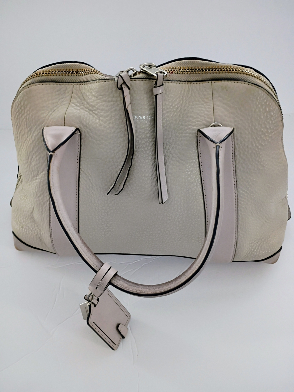 Coach pebble leather handbag Creed 30144 Bleecker Ecru